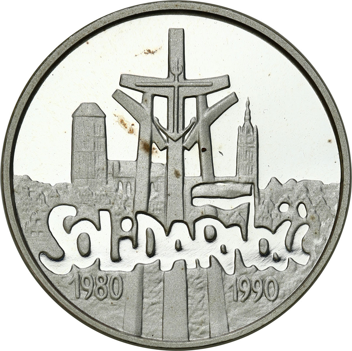 III RP. 100.000 złotych 1990 Solidarność gruba 32 mm - RZADKA